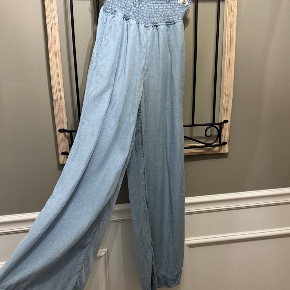 Jolie Sky Blue Wide-Leg Pants 100% Lyocell XS